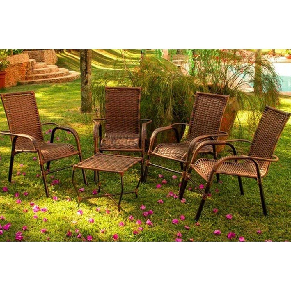 Miniatura Conj Cadeira Area Externa Chuva Sol Resistente Trama Original Capuccino