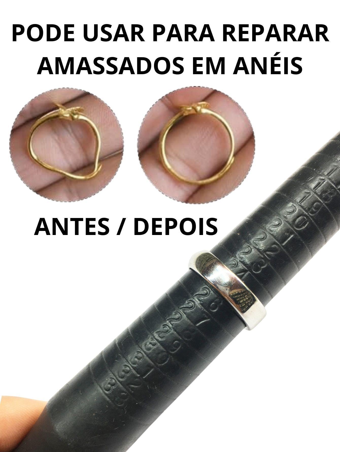 Kit 2 Aneleira Metal Medidor Dedo Bastão Plástico Pau Medir