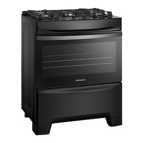 Miniatura Fogão Continental 5 Bocas FC5GB Preto com Mesa de Vidro, Forno Eco Turbo e Tripla Chama – Bivolt
