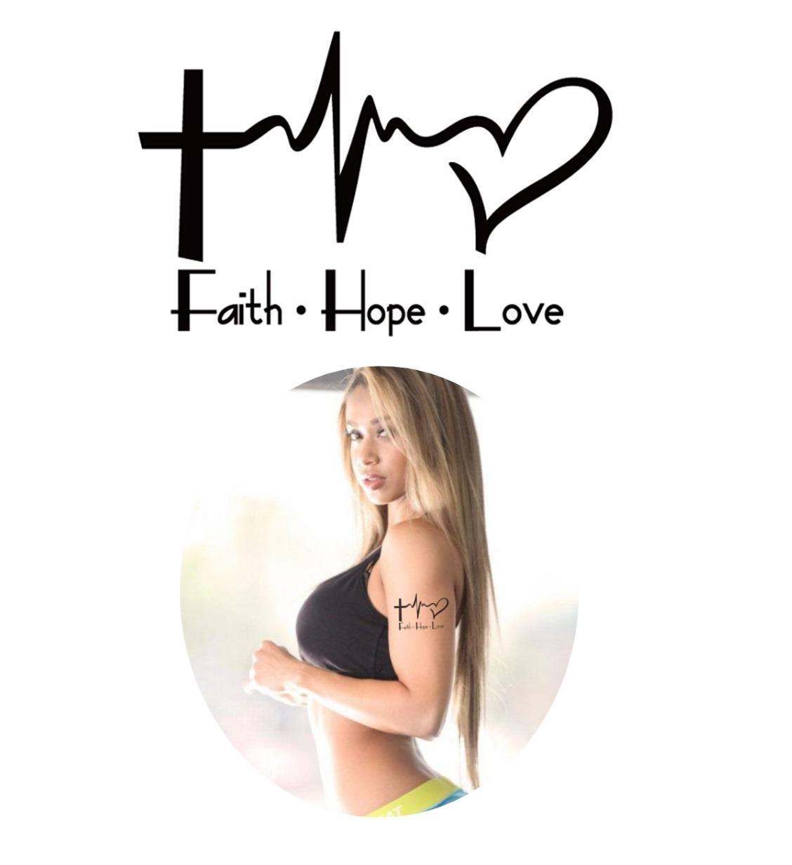 Miniatura Tatuagem Temporária Fé Esperança E Amor Crucifixo