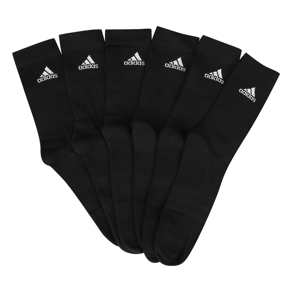 Miniatura Meia Adidas Cano Alto Com 6 Pares Preto - M