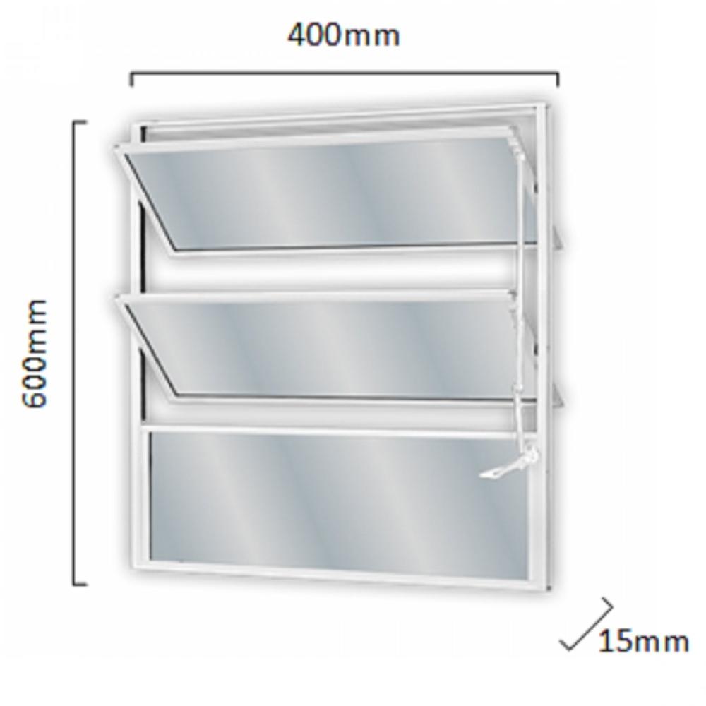 Miniatura Janela Basculante com 2 básculas e 1 fixo 60x40 MGM Branco