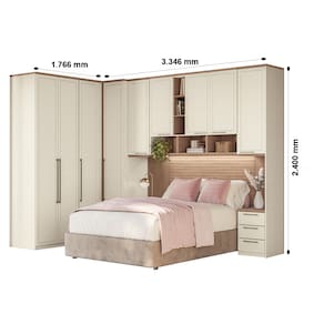 Guarda-roupa Modulado Canto Reto 166 Toledo 9 Portas e 9 Gavetas Casal 7 peças 176,6 cm largura - Areia/Wood