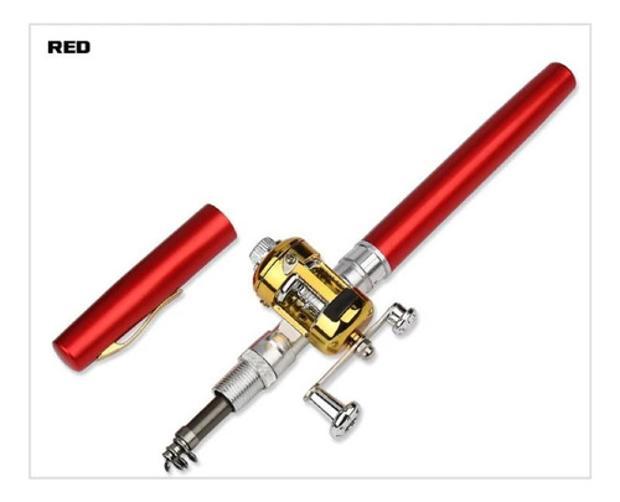 Miniatura Mini Vara De Pesca Telescópica Caneta Carretilha-Vermelho