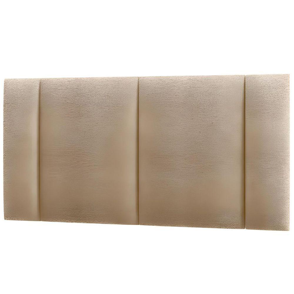 Miniatura Cabeceira Estofada Iluminação Led Stella Cama Casal 140 Cm Cor:veludo Bege