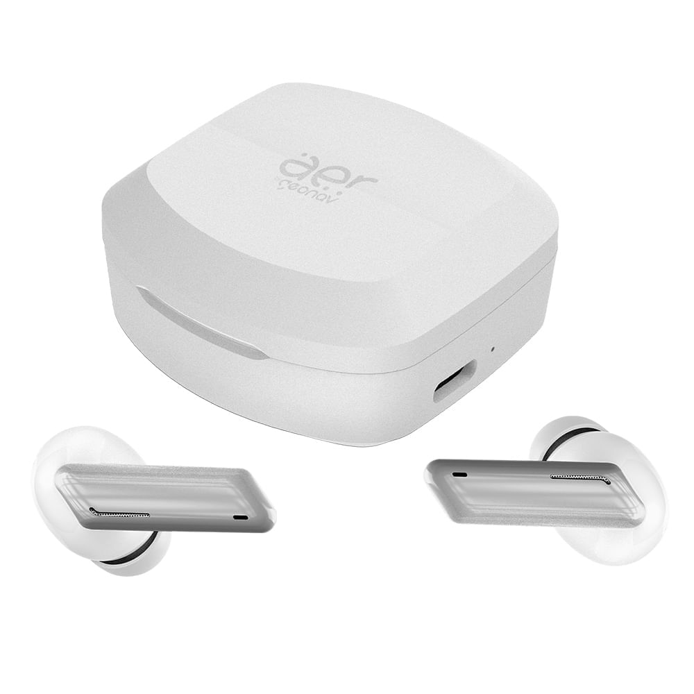 Fone de Ouvido sem Fio Geonav TWS AerLive Intra-auricular com Bluetooth Branco e Cinza - AER12
