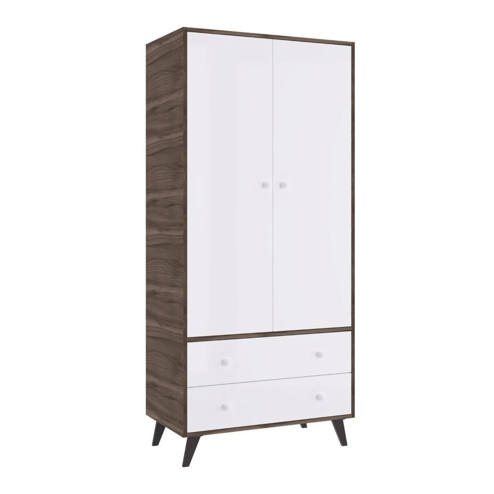 Miniatura Quarto de Bebê Completo Berço com Roupeiro 2 Portas 2 Gavetas Estrela Móveis Percasa Carvalho/Branco