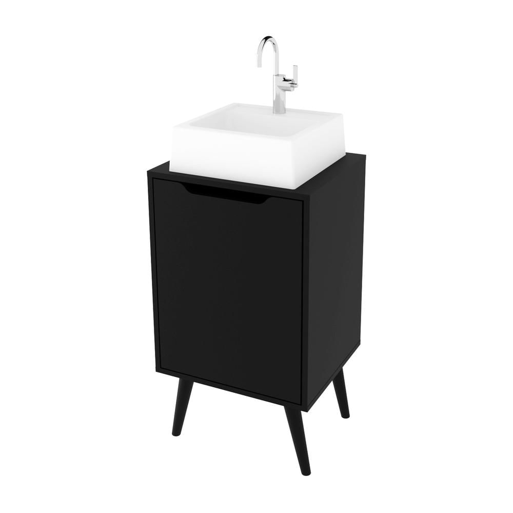 Miniatura Gabinete Banheiro 45cm 1 Porta Retrô Multimóveis CR10120 Preto