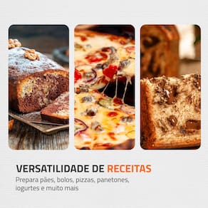 Miniatura Panificadora Automática Mondial Master Bread NPF-54 com 19 Funções Pré-programadas - Branca 110V