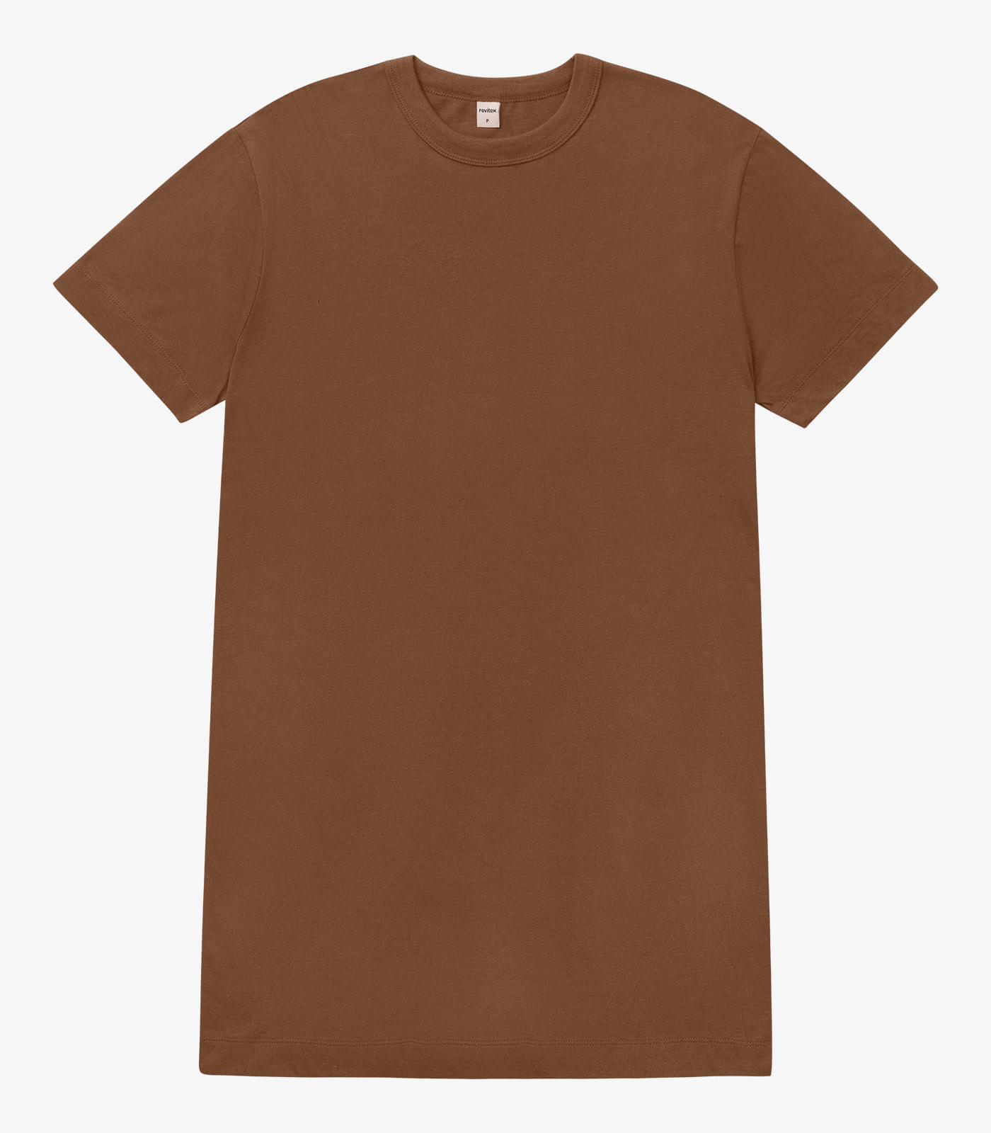 Miniatura Vestido Básico T-Shirt Feminino Rovitex Marrom G