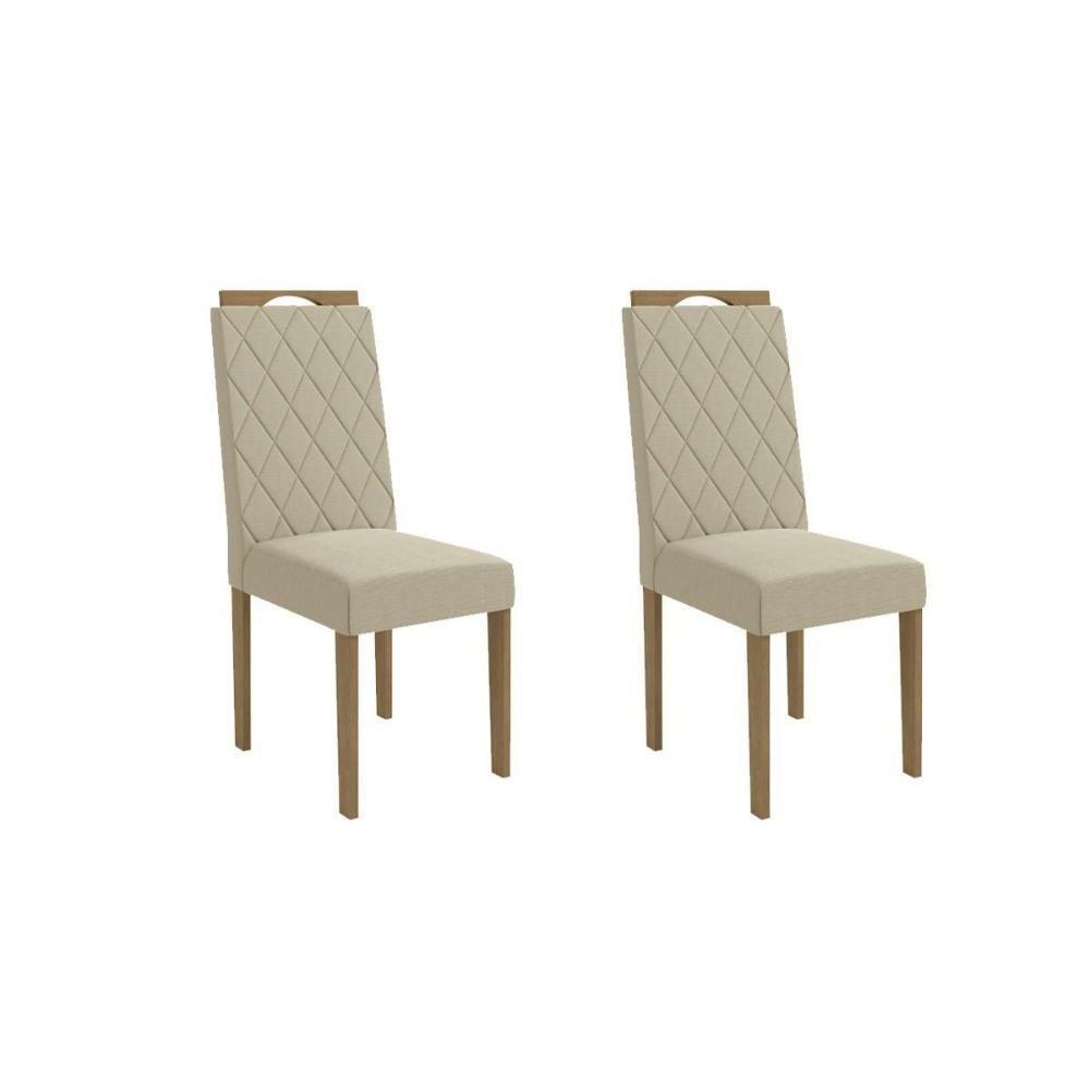 Miniatura Kit 2 Cadeiras Sala Jantar 2cad152 2 Un Freijó-linho Bege