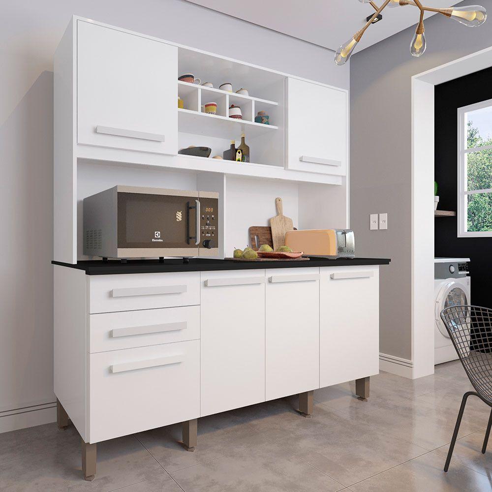 Armário Para Cozinha 6 Portas 2 Gavetas Luna Plus Móveis Imop Branco Neve