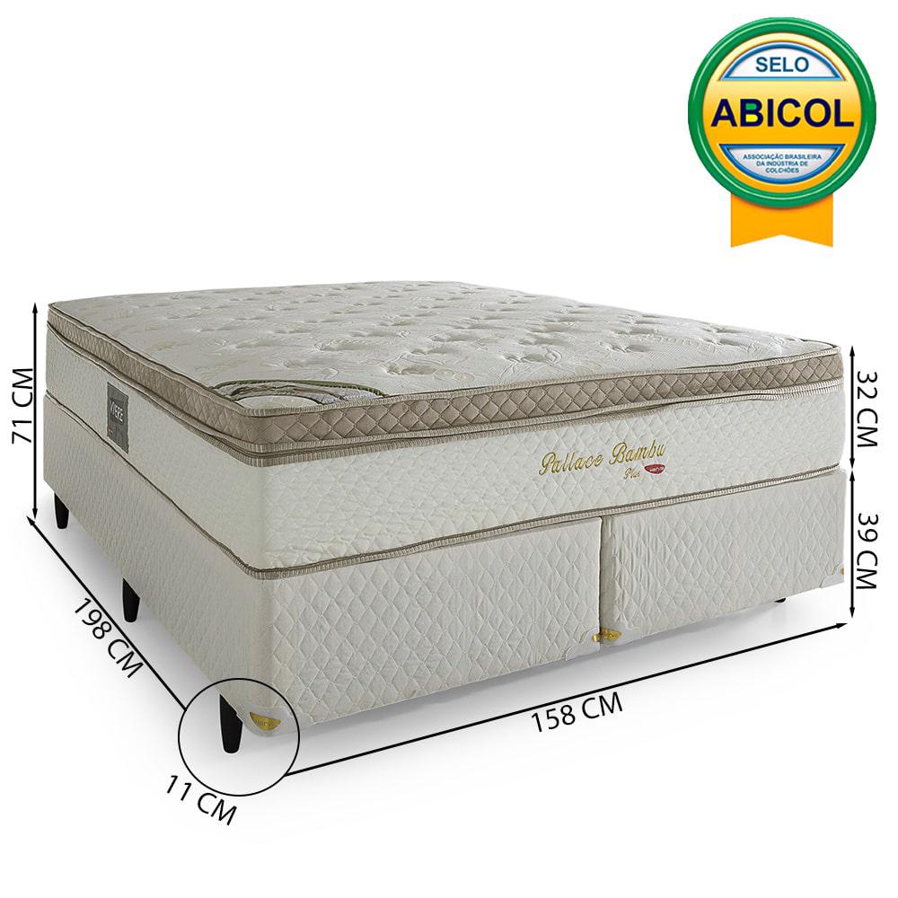 Cama Box com Cabeceira Queen Herval Pallace Bambu em Molas Ensacadas, 71x158x198 cm