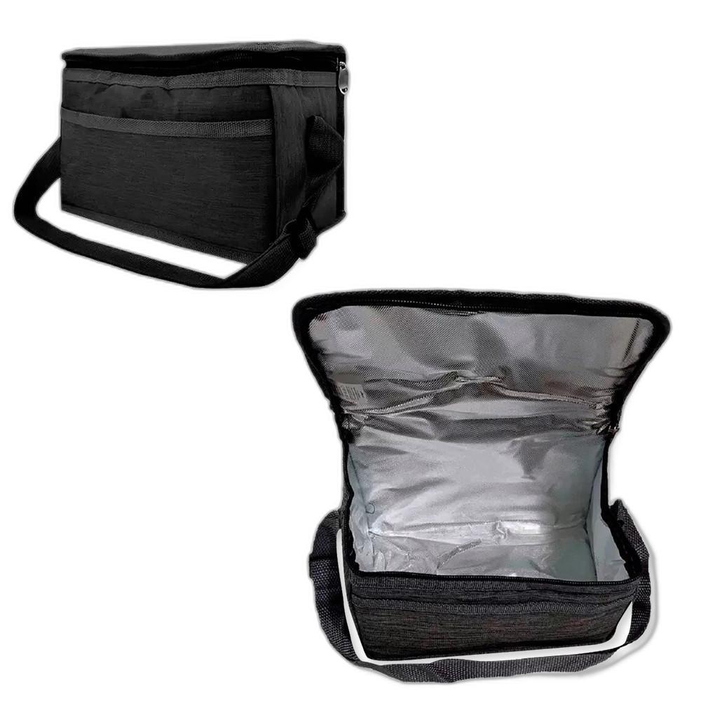 Miniatura Bolsa Térmica Porta Marmita Lanche Bebida Preta