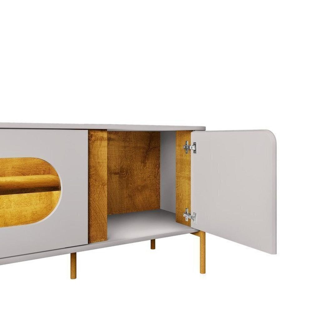 Painel Maresias com Rack Juquehy com Led Off-White/Naturalle