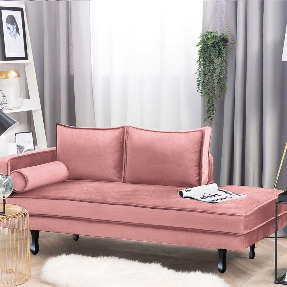 Miniatura Recamier Divã Dubai L/direito 1,60m Suede Rose - Am Interiores