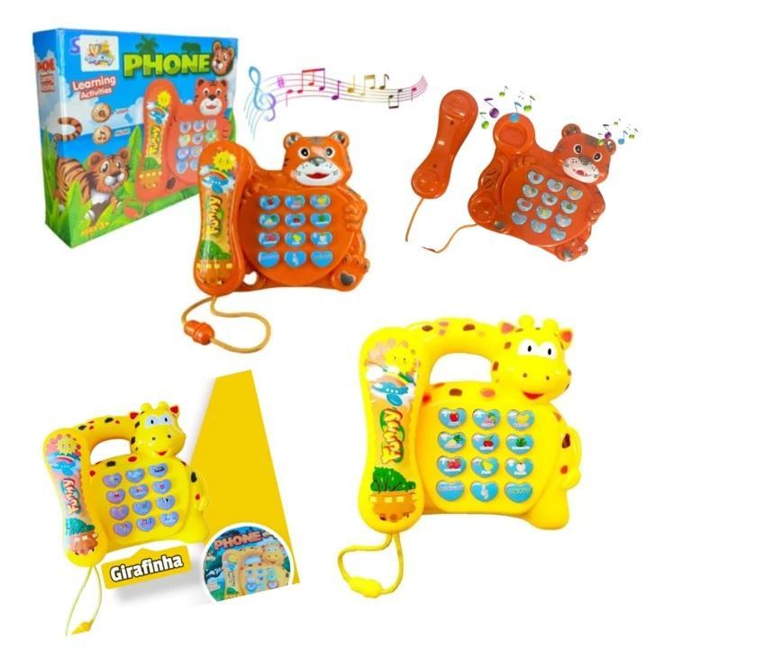 Miniatura Telefone Infantil Girafa Brinquedo Educativo Musical