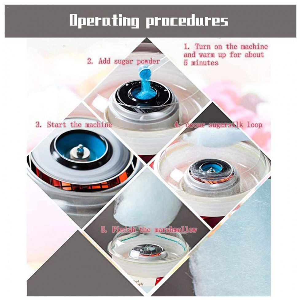 Miniatura Máquina de Algodão Doce Elétrica Wgwioo, 110V 800W, Rosa