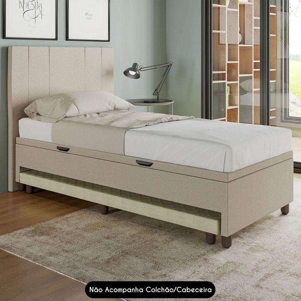Bicama Casal Box Com Baú 138x188cm Samy S05 Linho Bege - Mpozenato