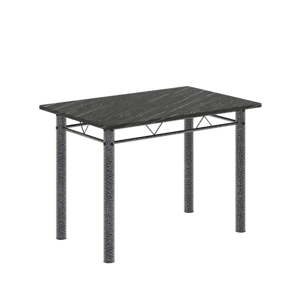 Miniatura Conjunto de Mesa Tubular 100cm X 60cm com Tampo e 4 Cadeiras Dany Preto/Prata