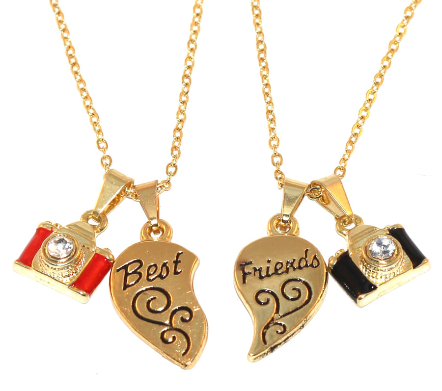 Miniatura Colar Best Friends Da Amizade Tirando Uma Self Folheado 18k