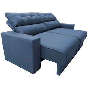 Miniatura Sofá 3 Lugares Cama Inbox Clean com Assento Retrátil e Encosto Reclinável em Tecido Velusoft - 190cm de Largura Azul