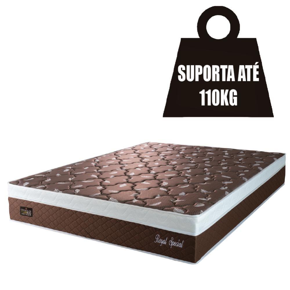 Cama Box Baú Casal Queen Colchão Molas Ensacadas Royal 158x198x71cm Marrom / Branco Hellen