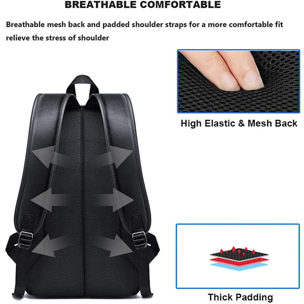 Miniatura DYJ Mochila Unissex de Couro Sintético para Laptop 40 cm Marrom