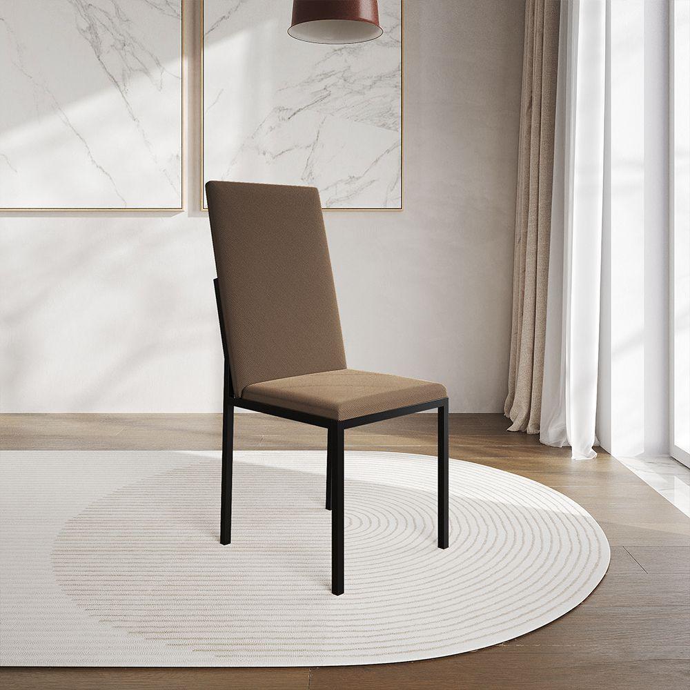 Miniatura Kit 2 Cadeiras De Jantar Estofadas Mônaco Premium Marrom - Cor: Preto