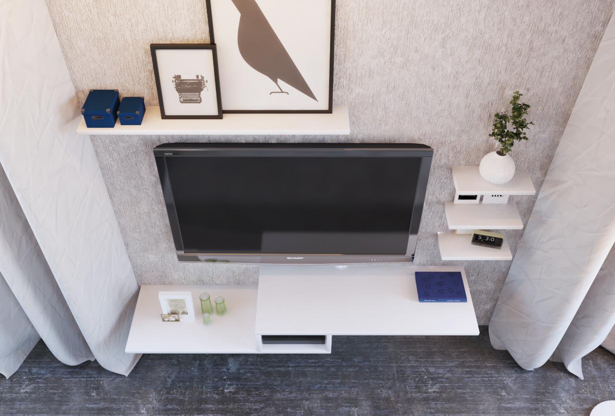 Miniatura Rack Suspenso Não Painel Nicho Sala Moderno E Tv Sony 42