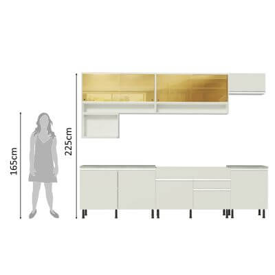 Cozinha Completa Madesa Verona com Armário e Balcão (Sem Tampo,Pia e Rodapé) Branco Cor:Branco