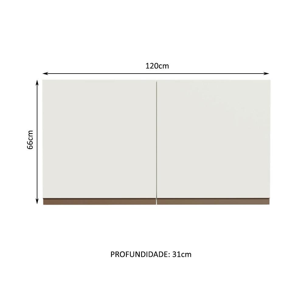 Miniatura Armário de Cozinha Aéreo 120 cm 2 Portas Branco Reims Madesa Branco