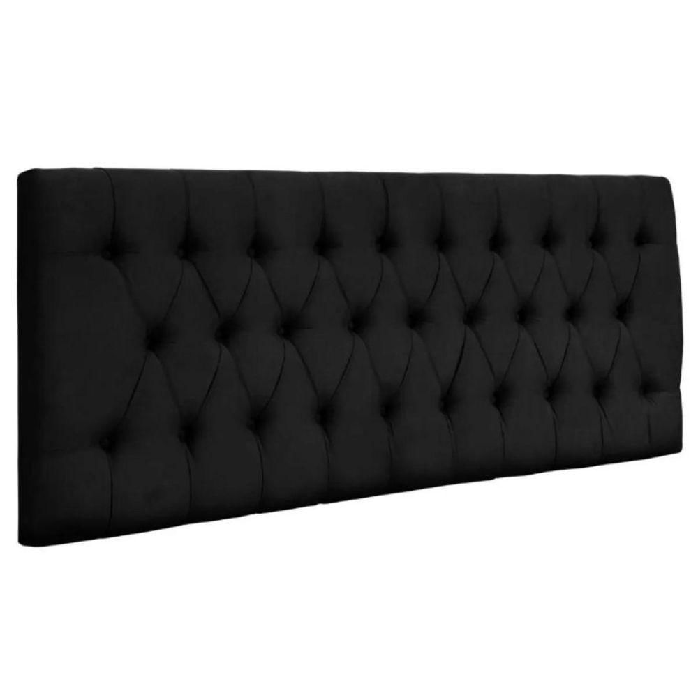 Miniatura Painel Cabeceira Dubai Para Cama Box-1,58 Mt-suede Preto