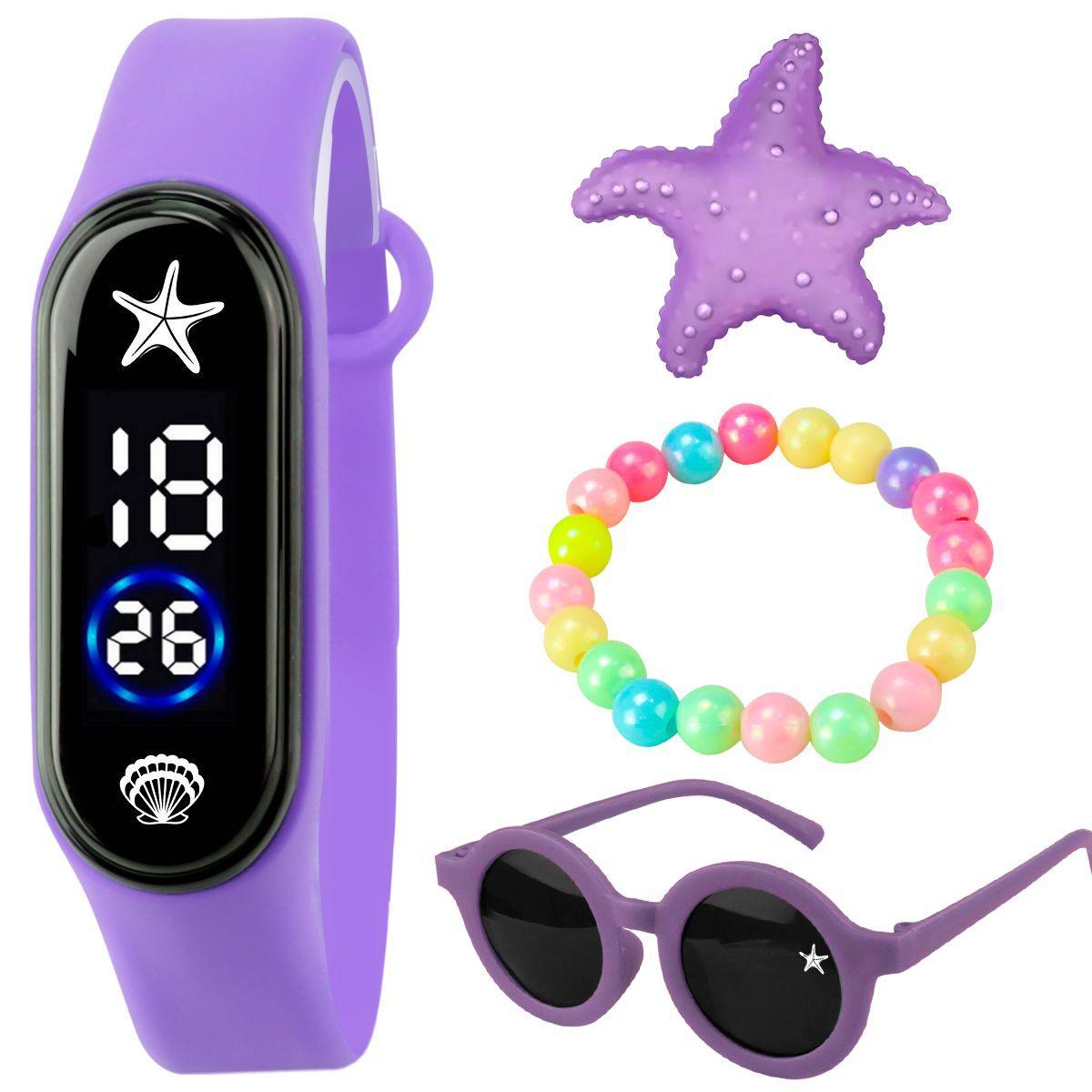 Miniatura Relógio Digital Infantil Menina Prova Dágua Pulseira