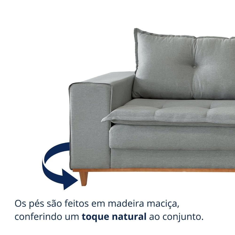 Sofá 4 Lugares 220cmx 92cm X 81cm Caparaó Cinza