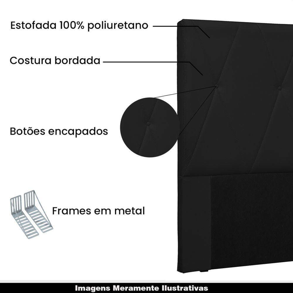 Miniatura Cabeceira King Size 1,95m Yves Pu Preto