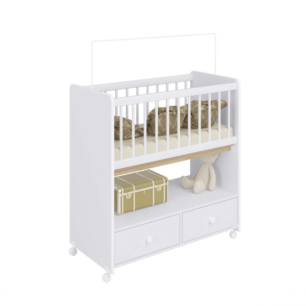 Miniatura Mini Berço 2 Gavetas sem Colchão Moisés Completa Móveis Branco