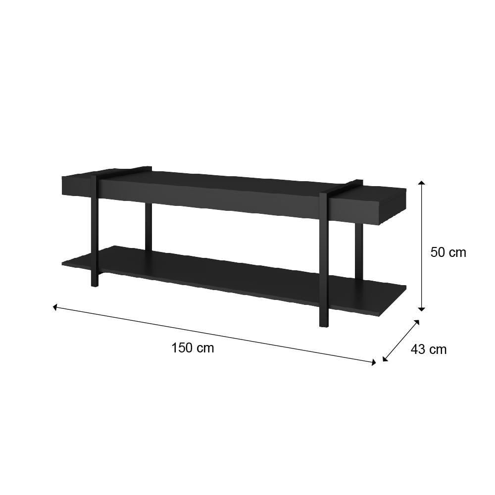 Miniatura Rack Para Tv Habitat Preto E Tubos Pretos Carraro