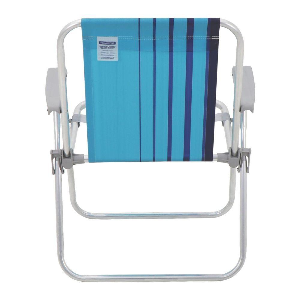 Cadeira De Praia Tramontina Samoa Alta Em Alumínio Com Assento Azul Tramontina
