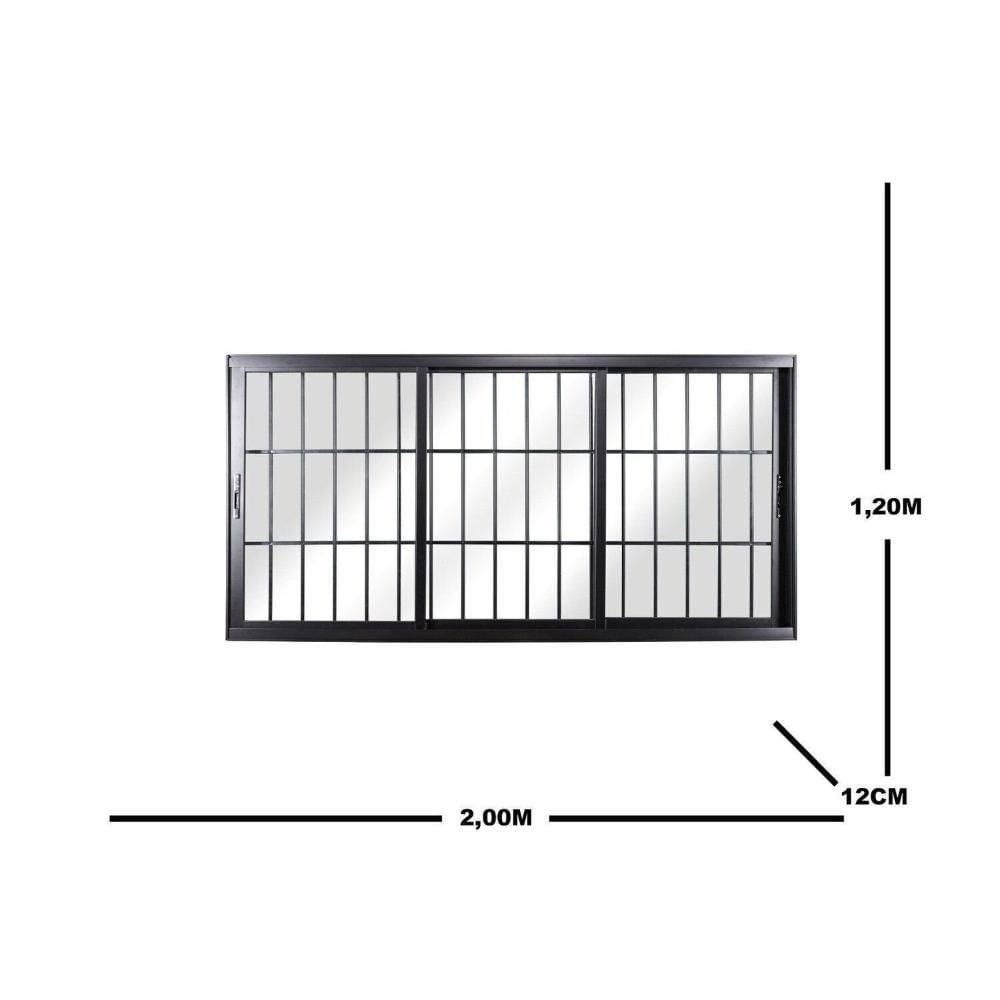 Miniatura Janela de Correr 3 Folhas com Vidro Liso 120x200cm