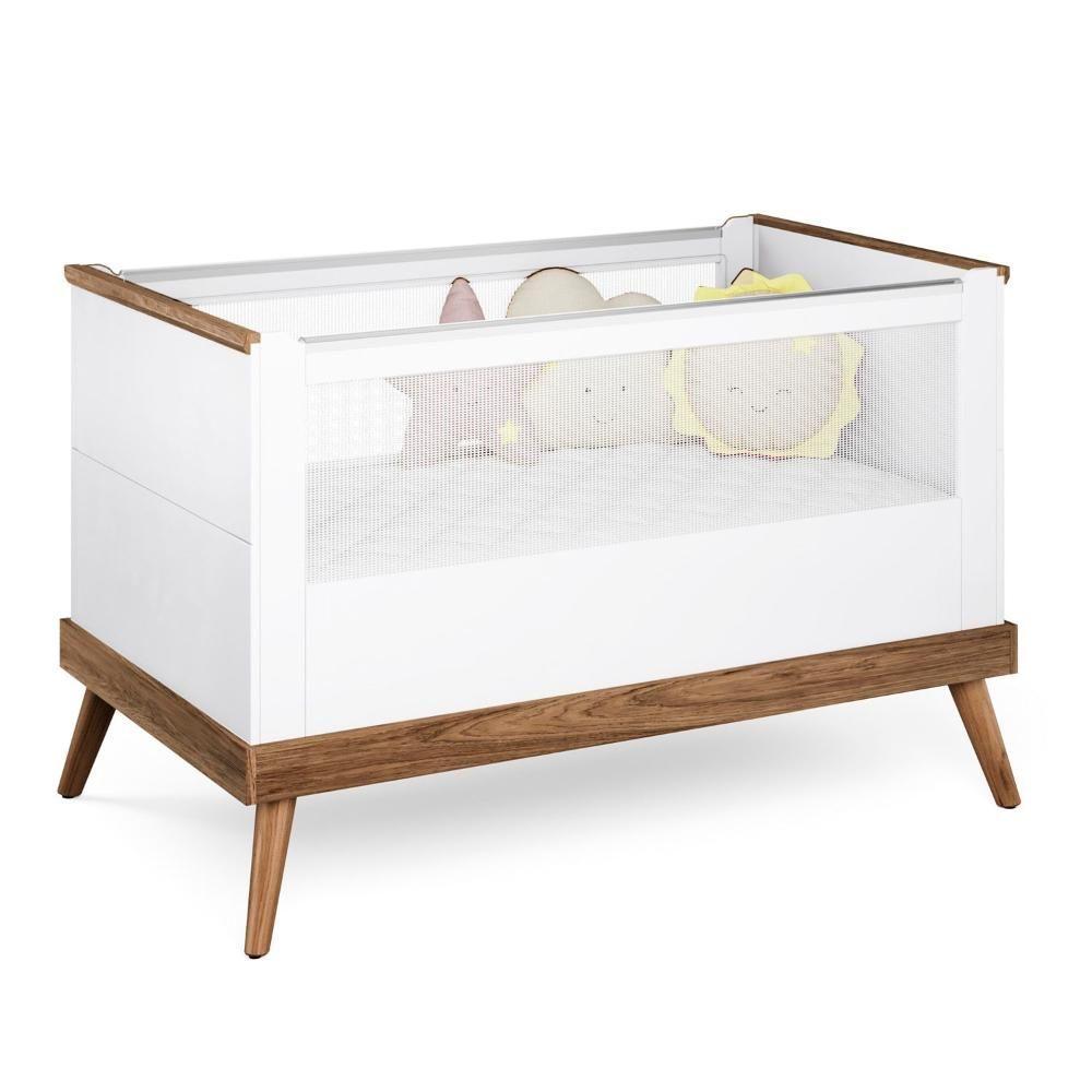 Berço Retrô Mini Cama 2 Em 1 Com Colchão Canção De Ninar Branco