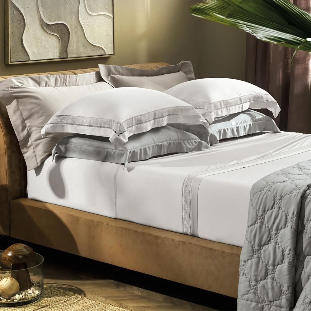 Miniatura Jogo De Cama Queen Altenburg Cetim Bambu 300 Fios Unitá Branco