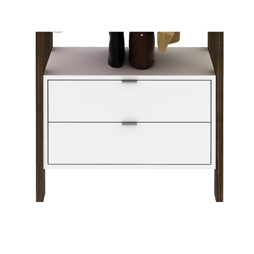 Miniatura Armário Closet Com 2 Gavetas Cr35001 Branco/Nogal