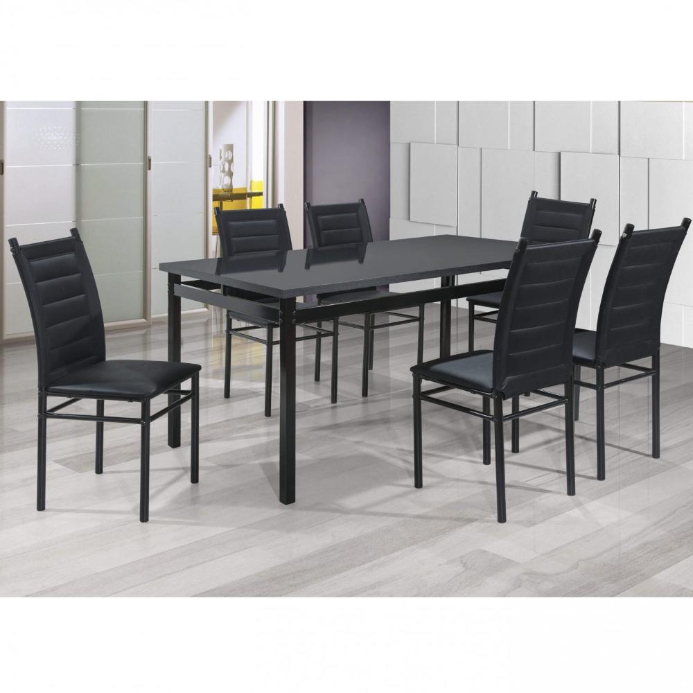 Miniatura Conjunto Sala de Jantar Mesa com 6 Cadeiras Liana Espresso Móveis Preto