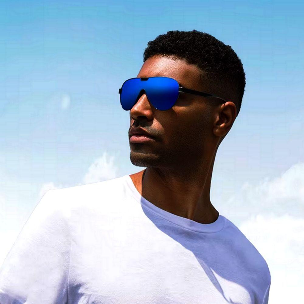 Miniatura Óculos De Sol Masculino Com Lentes Polarizadas Design Esportivo Azul