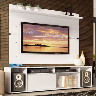 Miniatura Rack Madesa Cancun e Painel para TV até 65 Polegadas - Branco Cor:Branco