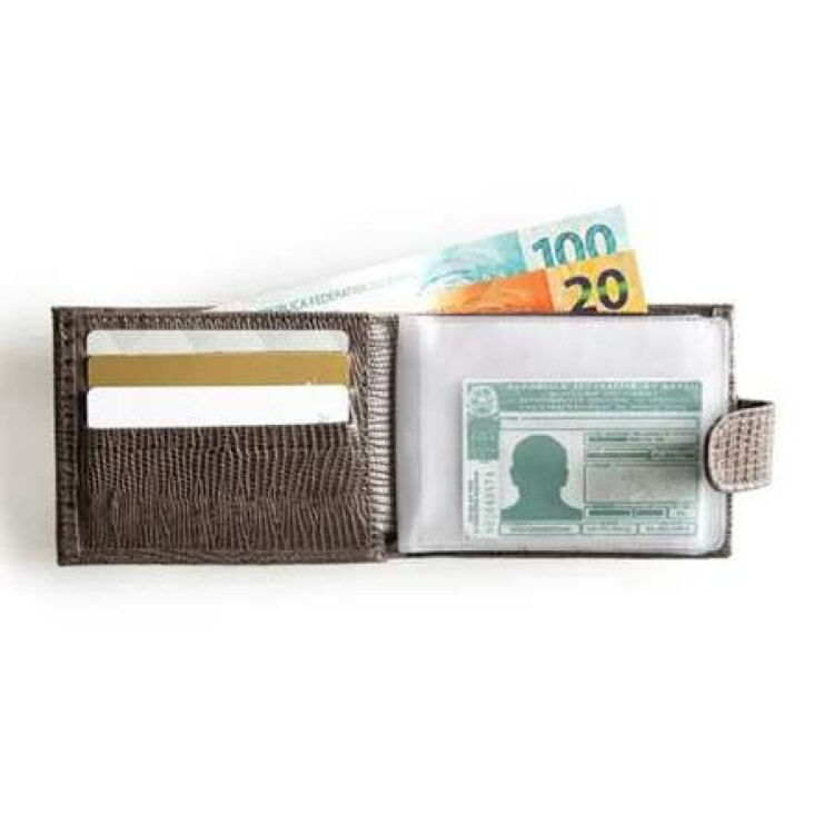 Miniatura Carteira Bgaggio com Lingueta de Couro Masculino - Cafe