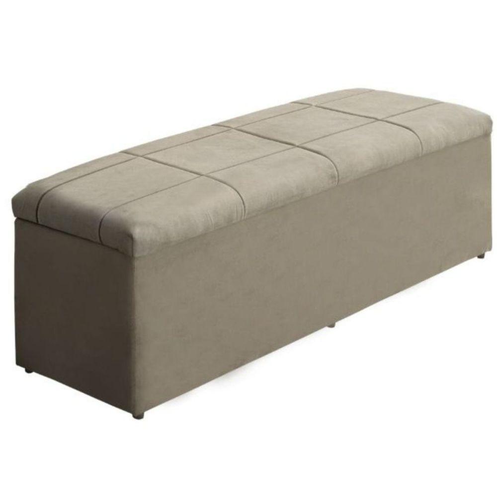 Miniatura Calçadeira Baú Recamier Viúva 120 Cm Raissa Suede Bege