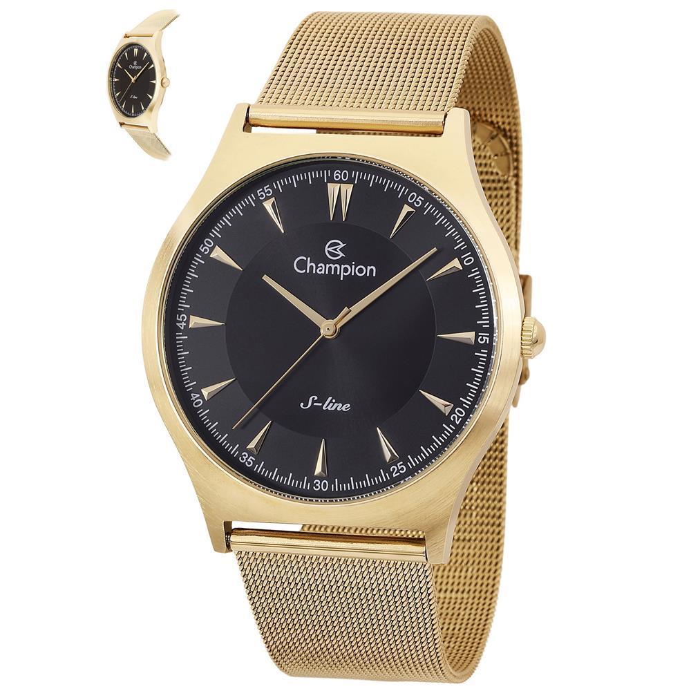 Miniatura Relógio Champion Masculino Ref: Cn21041U Slim Mesh Dourado