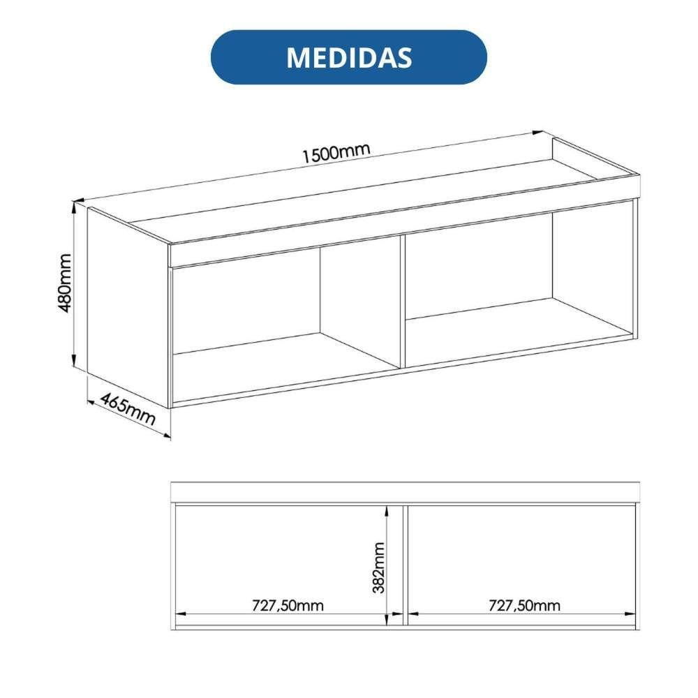 Miniatura Módulo Aéreo para Quarto 2 Portas Infinity Branco Line/Duna